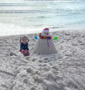 Daniel Cecil's beach snowman on 30A