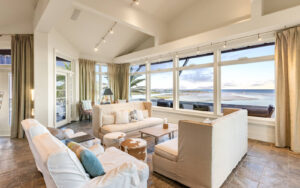 The living room of a 30A vacation rental near top shopping areas by Grayton Beach.