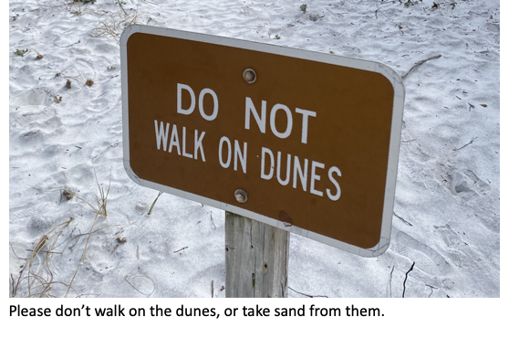 A state sign of Do Not Walk on Dunes at Eastern Lake on 30A. 