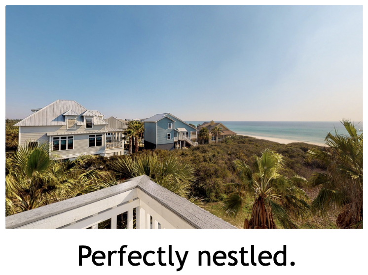 In the gated Seashore Village community, welcome to Seahshell Castle, a 30A Oversee home.