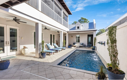 The private pool of Winter's EndBay Place, a gorgeous Oversee Vacation Home on 30A.