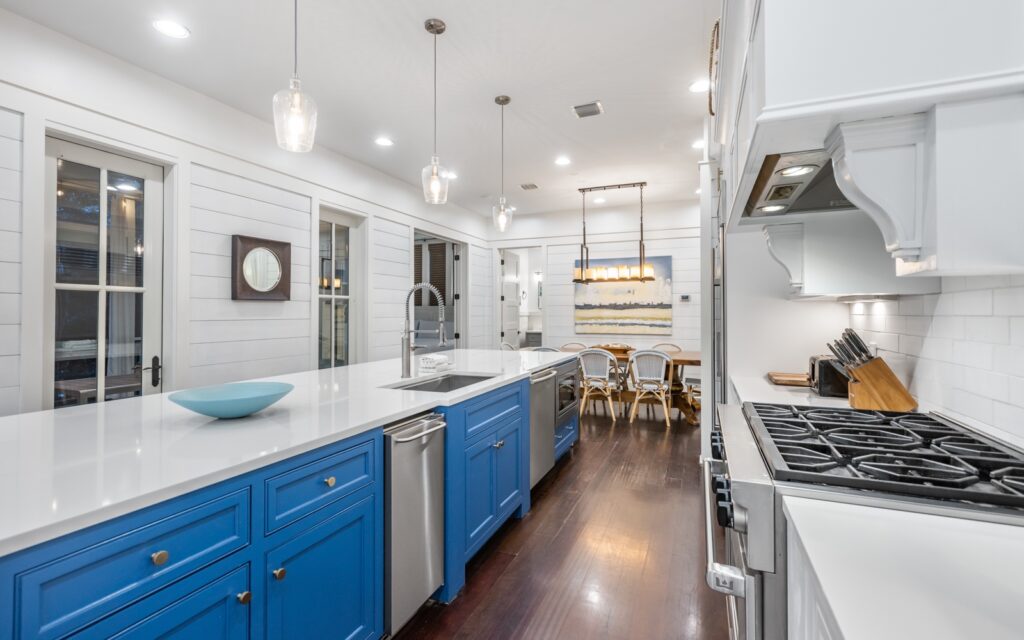 A wonderful kitchen in Southern Comfort, a luxurious Oversee Vacation Home, on 30A.