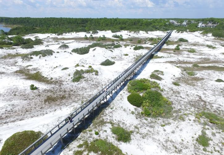 The long boardwalk of Deer Lake State Park.